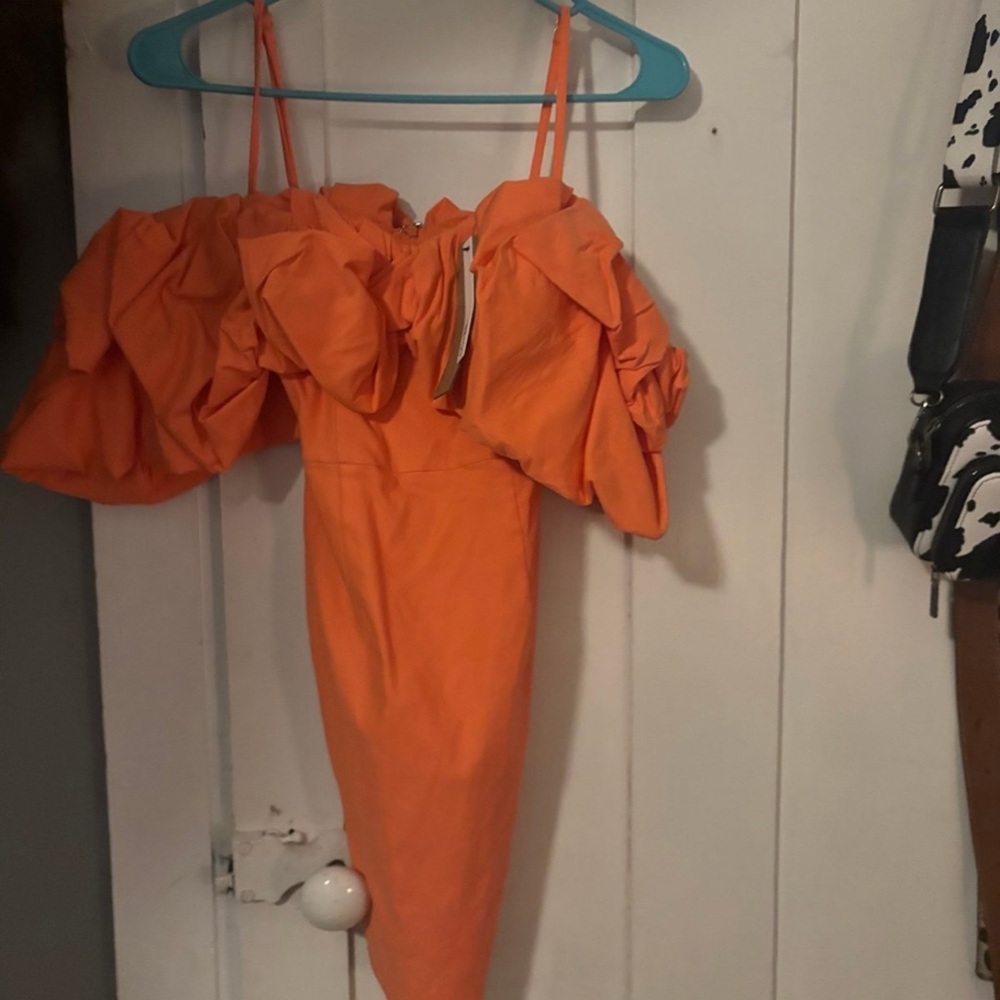 Orange Off-Shoulder Dress